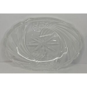 Gorham Crystal Glass Candy Dish "Angels of Peace" Holiday Traditions Oval Vtg
